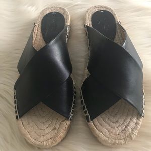 Soludos Black Leather Sandal with Espadrilles sole